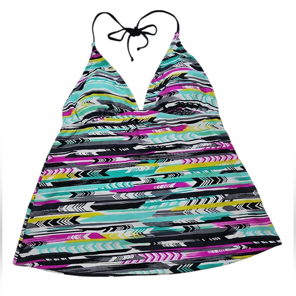 Multicolor Halter Tankini Top